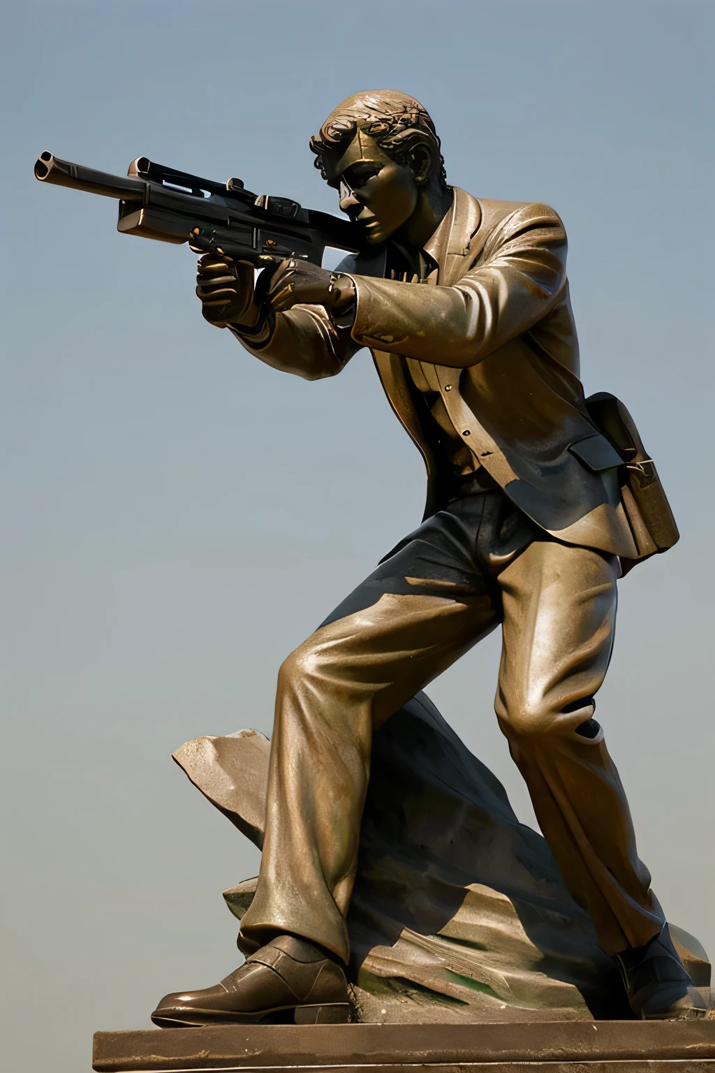 Statue of a man　Holding a gun
