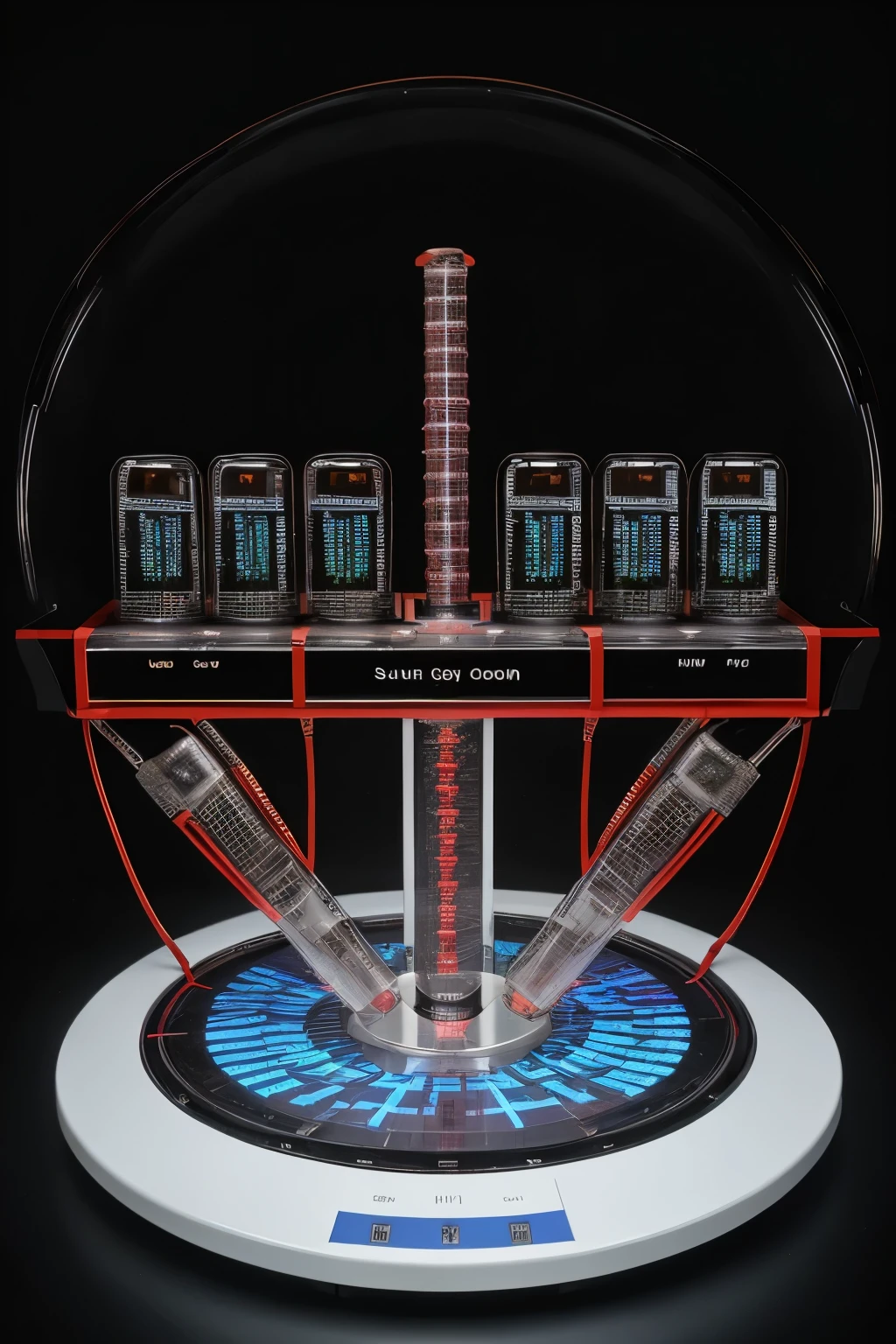 machine, sequencing, hiseq, DNA, sauron,far future, black, red, display, symetry