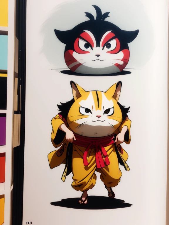 In the Kabuki recruiting book、Kumatori on the face(Draw a red line on a white background)Sukeroku stepping on six directionale 、Kabuki stage、Bright lighting