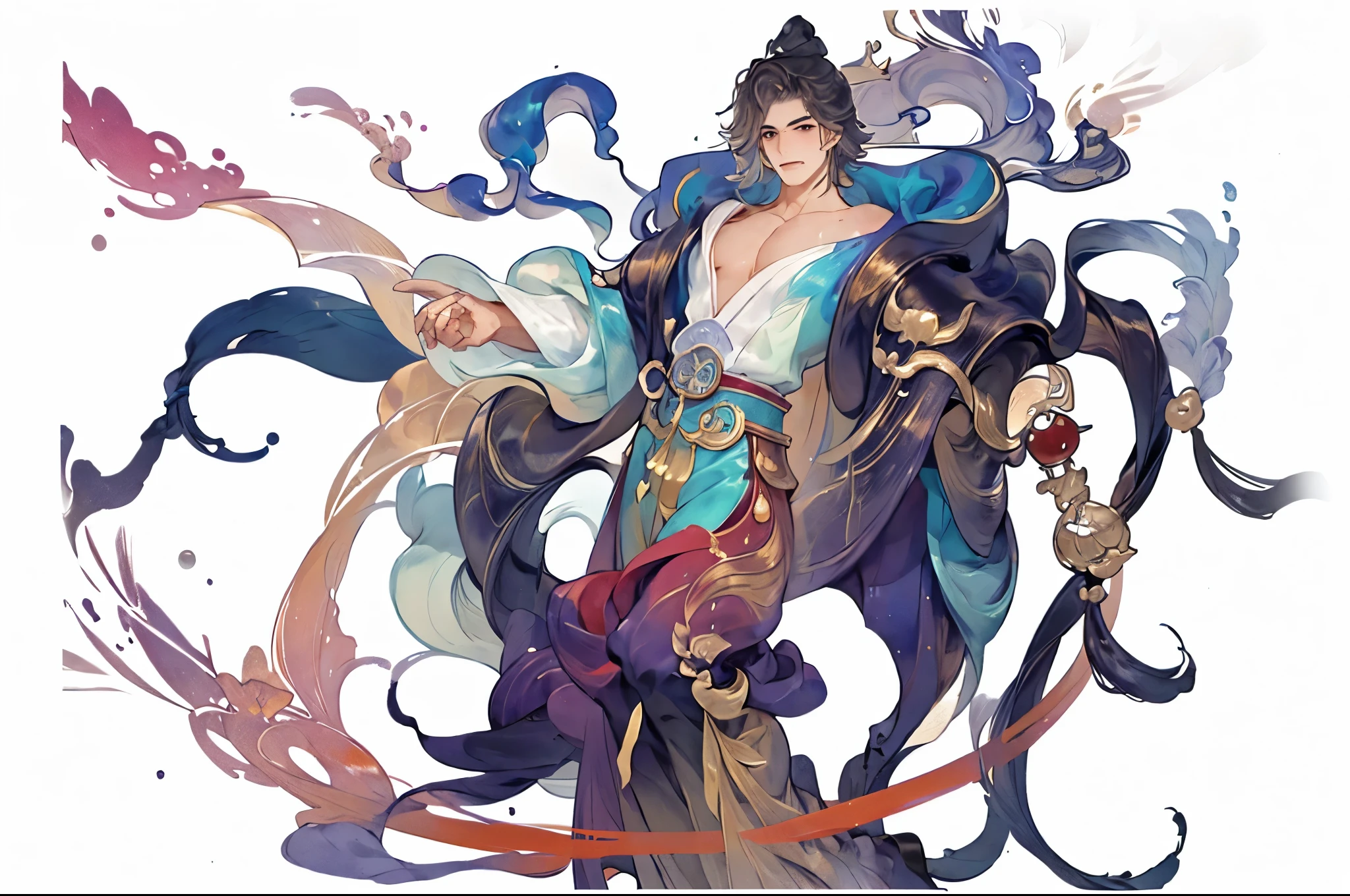Close-up of boy, Beautiful fantasy, ((Beautiful fantasy男性)), ancient chinese, Beautiful character painting, palace , boy wearing hanfu, Chinese art style