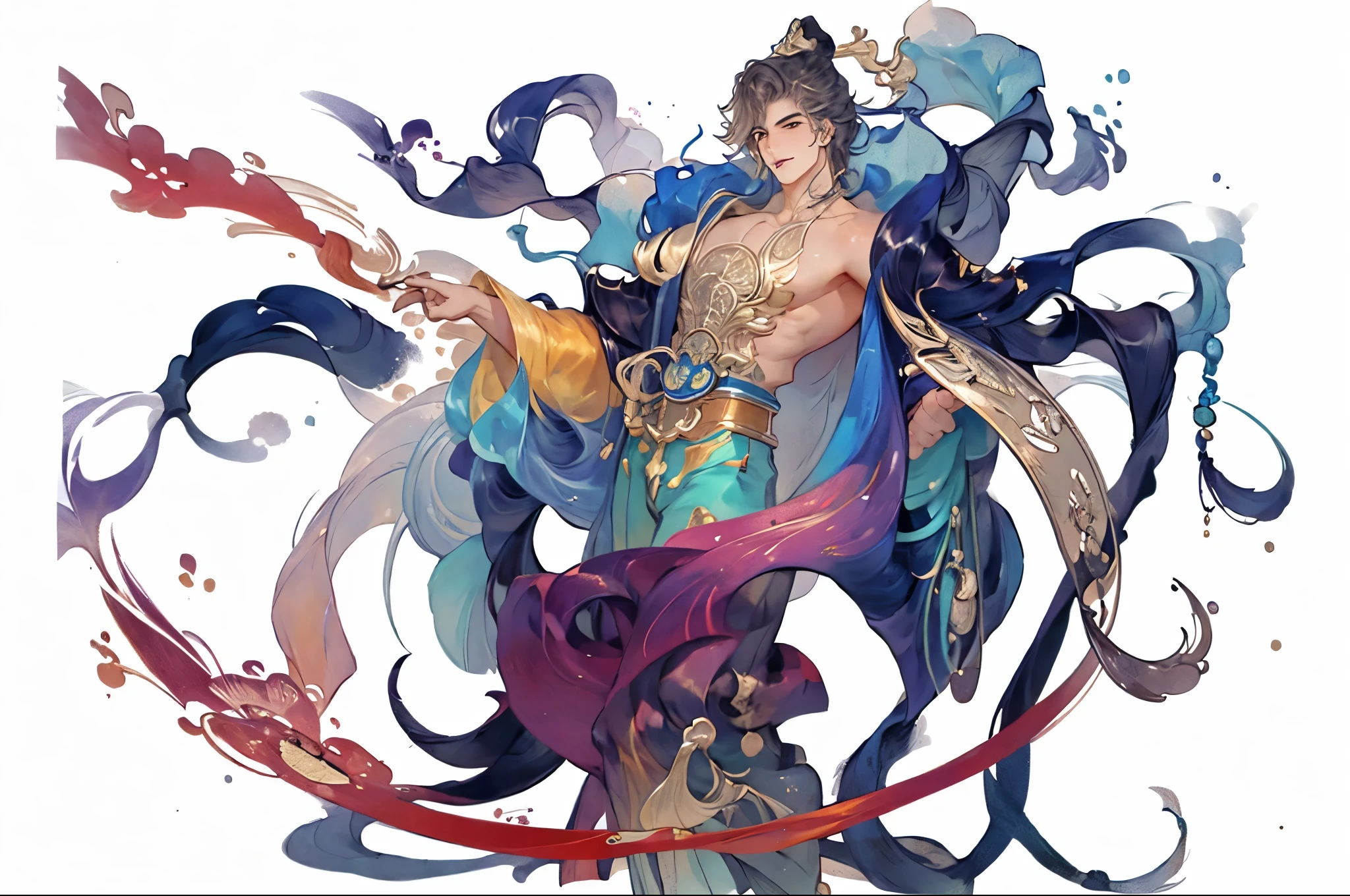 Close-up of boy, Beautiful fantasy, ((Beautiful fantasy男性)), ancient chinese, Beautiful character painting, palace , boy wearing hanfu, Chinese art style
