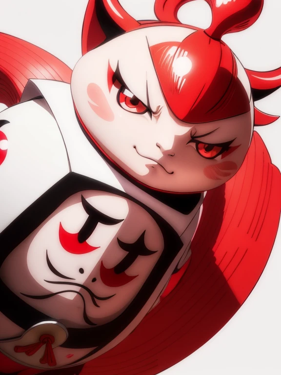In the Kabuki recruiting book、Kumatori on the face（Draw a red line on a white background）Sukeroku step、Kabuki stage、Bright lighting