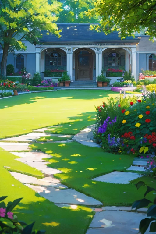 (masterpiece, highest quality, highest quality, official art, Cosmetology and aesthetics: 1.2), garden,Outdoor,game background,Floor plan