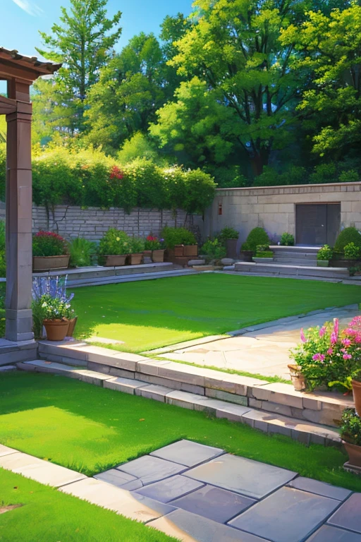 (masterpiece, highest quality, highest quality, official art, Cosmetology and aesthetics: 1.2), garden,Outdoor,game background,Floor plan