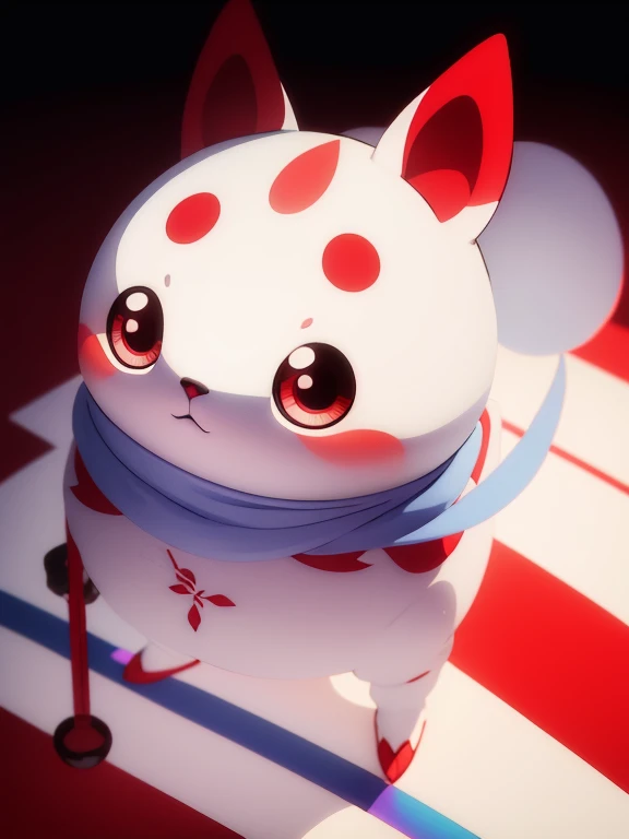 ori on the face(Draw a red line on a white background)Sukeroku step、Kabuki stage、Bright lighting