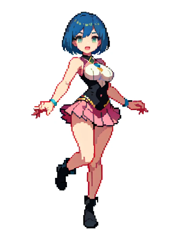 (masterpiece, top quality, best quality), pixel,pixel art,1girl,medium breast,short skirt,jump,,full body, 
 