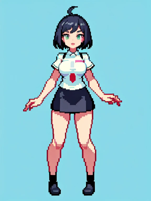 (masterpiece, top quality, best quality), pixel,pixel art,1girl,medium breast,short skirt,jump,,full body, 
 