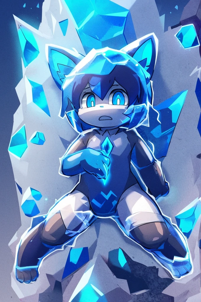 Boys,Blue pupils,blue crystal,Thin,struggle,crystallic,Illuminated,wrapped in crystal
