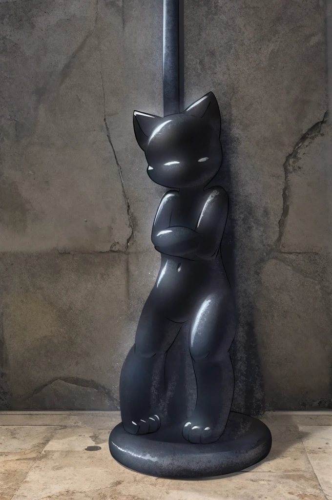 black cat,chest embedded in wall