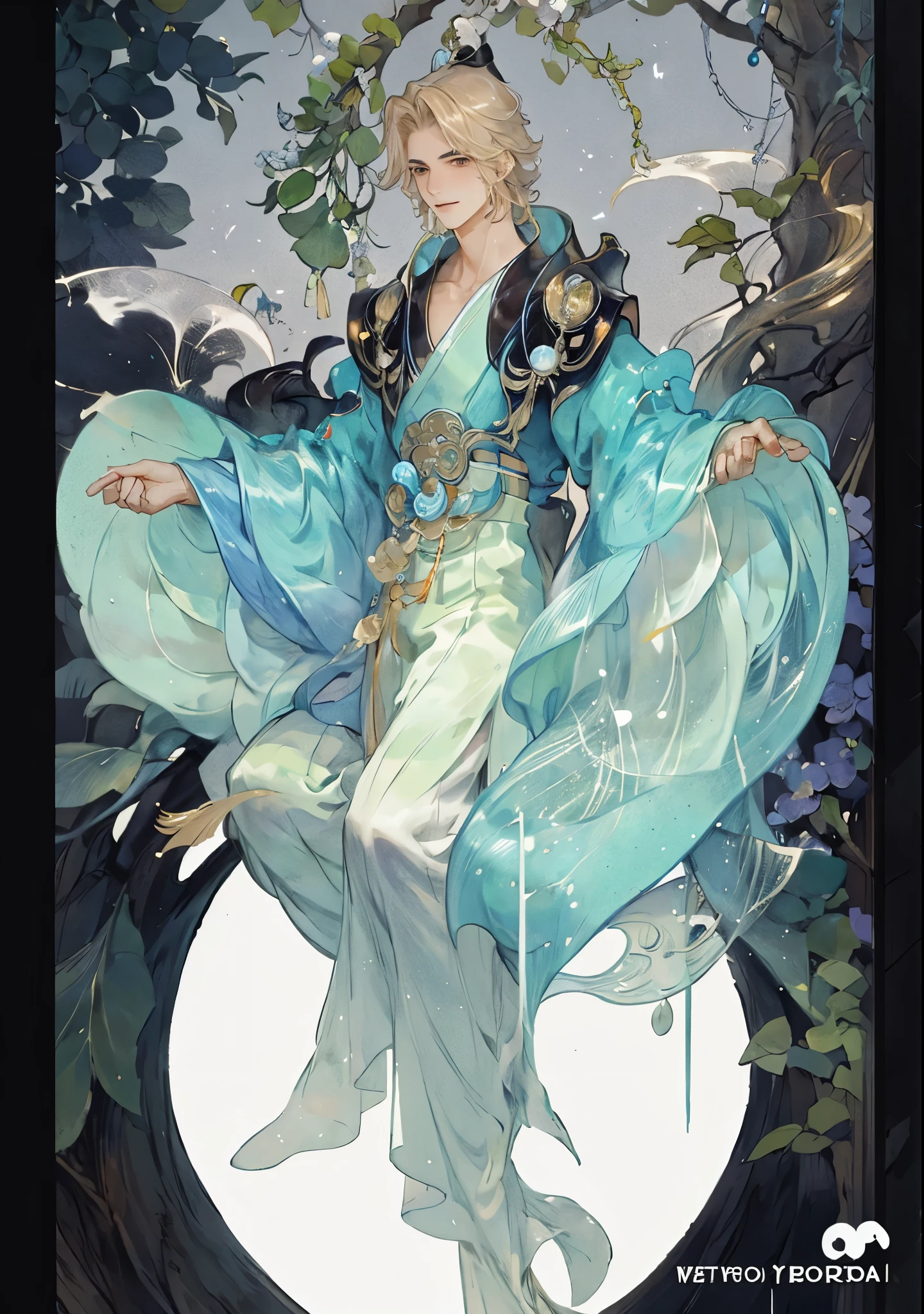 Close-up of boy, Beautiful fantasy, ((Beautiful fantasy男性)), ancient chinese, Beautiful character painting, palace , boy wearing hanfu, Chinese art style