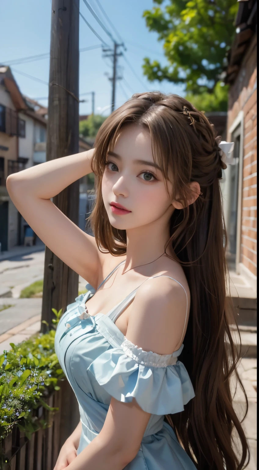 (8k, RAW Photos, 最high quality, masterpiece:1.2),(Realistic, Photo Real:1.4)
ta Costume,race, Aerith Gainsborough, Upper body, underwear,Exposed bare shoulders, outside, Ancient City, high quality, Adobe Lightroom, Highly detailed skin, View your viewers,