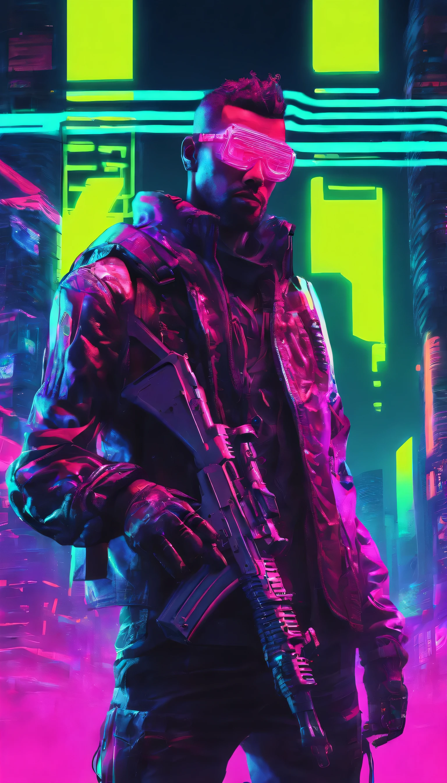A man with a ak 47