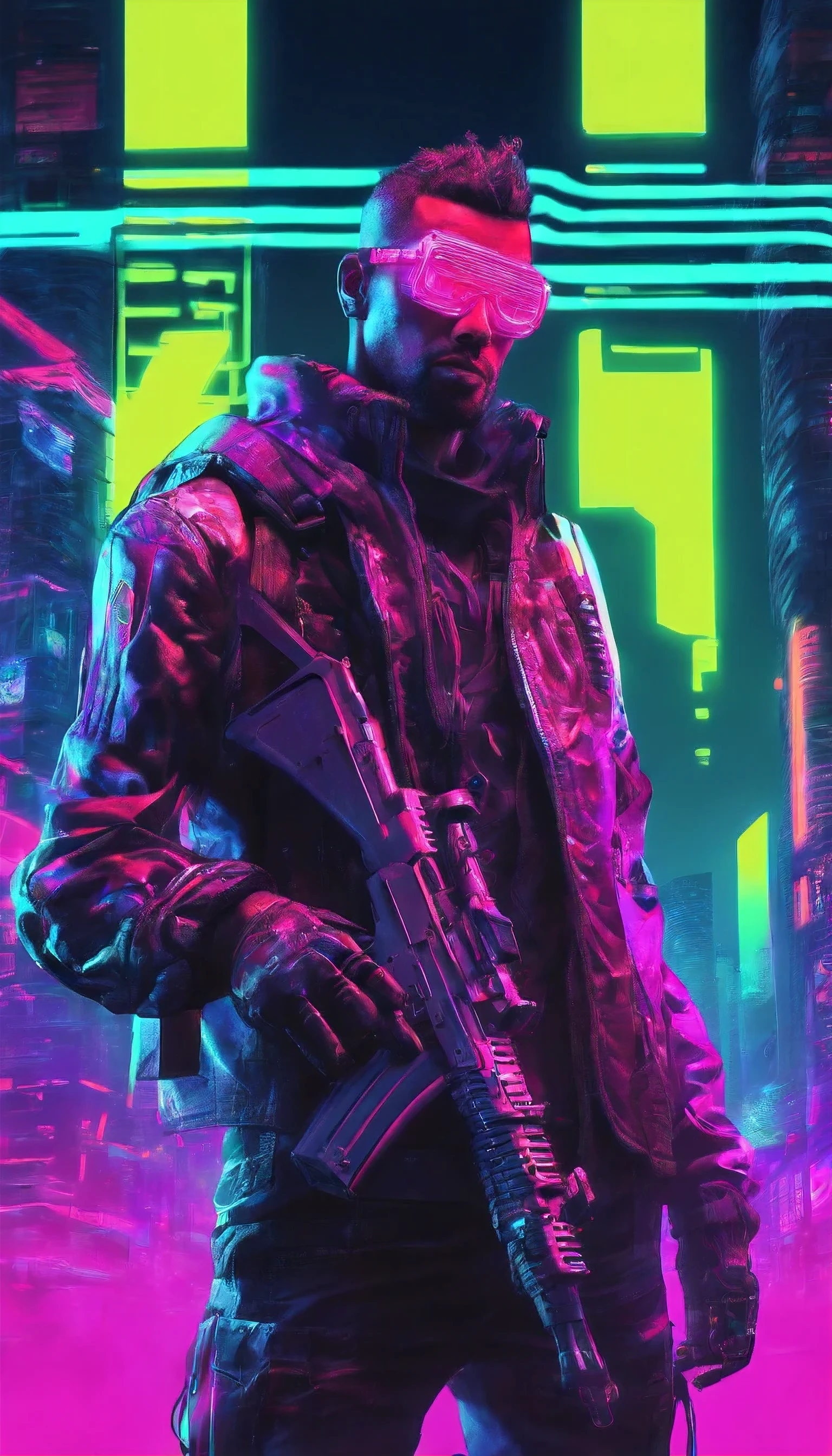 A man with a ak 47