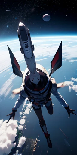 Stupid reply, high star piece:1.4), Ultra-detailed, 1 Girl, From above, space, floating