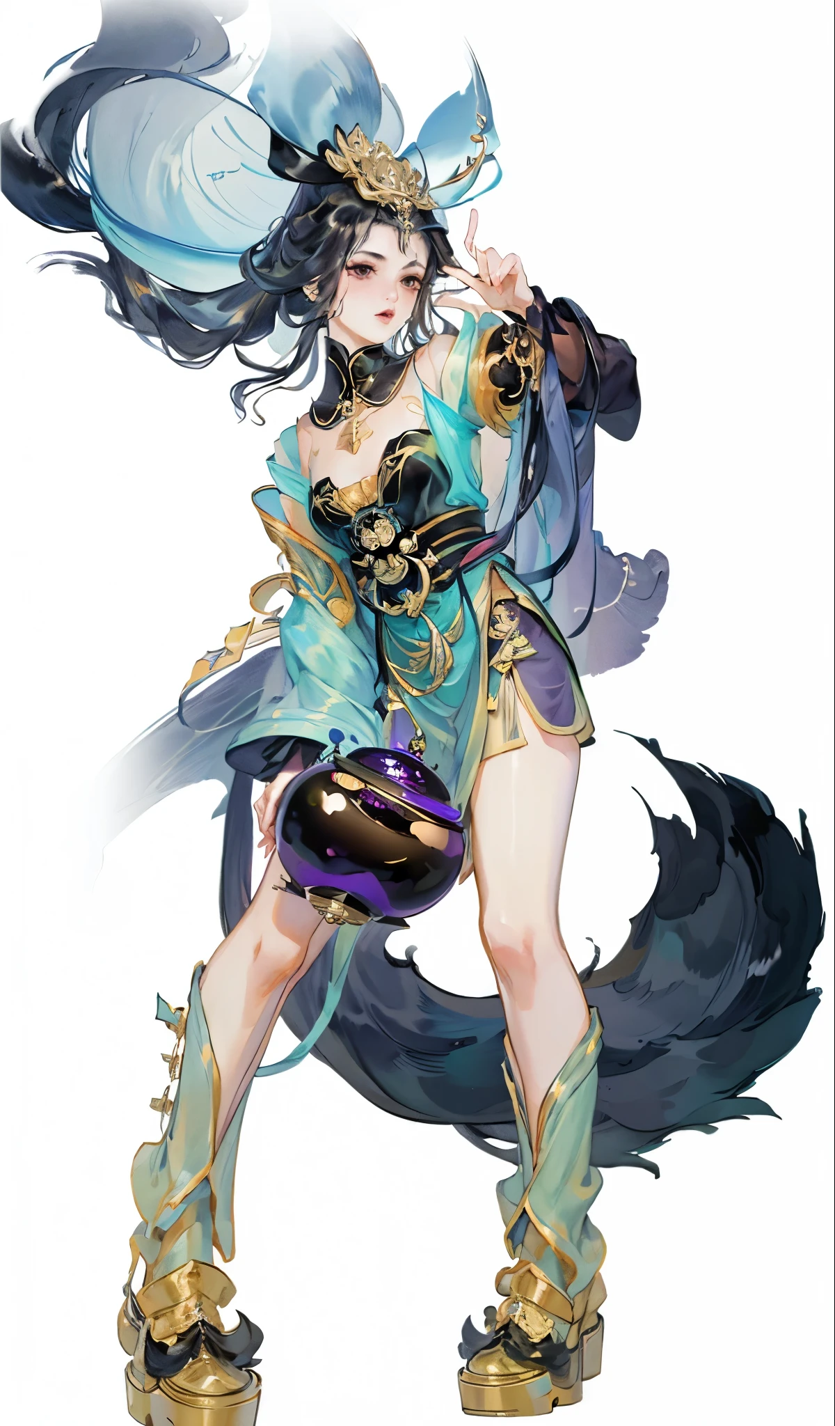 best quality at best, Ultra-high resolution, (((1 girl))),(Black long hair), game fairy, old palace, Hanfu, yarn, 流动的轻yarn, jewelry, (Key Points), (((Colorful))),(sketch:0.8) , masterpiece, best quality at best, Beautiful painting, meticulous,(Denoising:0.6), Very detailed, (masterpiece, best quality at best) CG unified 8k wallpaper,masterpiece,best quality,Ultra Detailed), Ultra-high-definition picture quality
