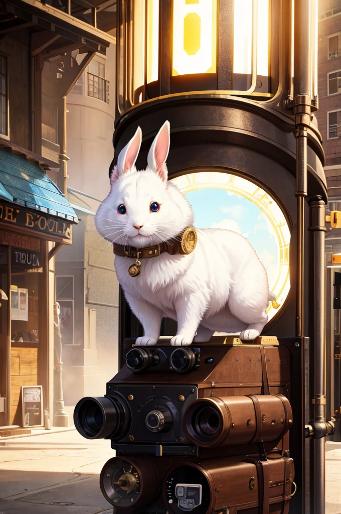 (a white rabbit),white rabbit Running through the city,steampunk clothes,
BREAK,
steam technology,long shot,America in the Wild West,(wild wild west),(steampunk),
BREAK,
beautiful lighting, volumetric lighting, dynamic angle,sharp,