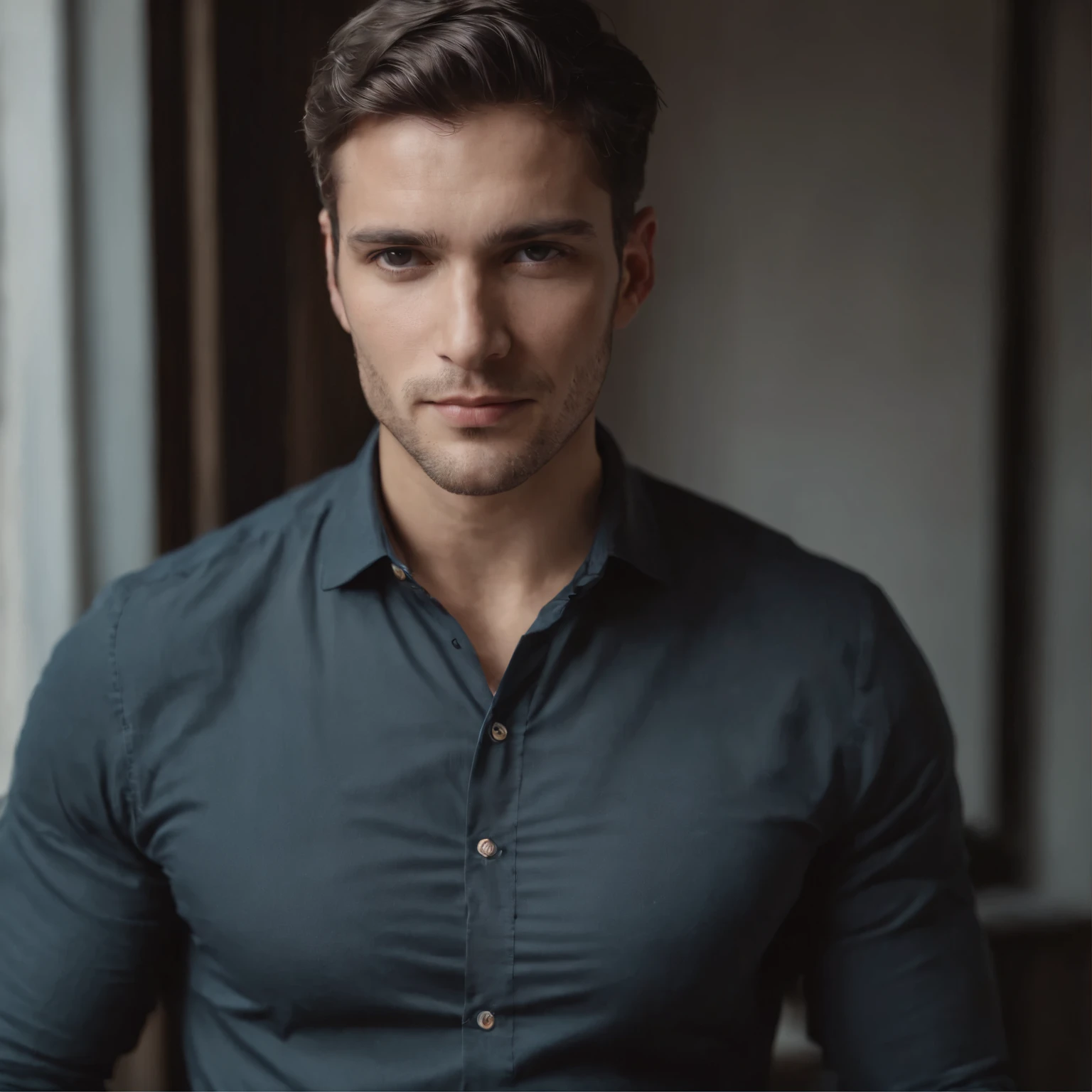 Homem de camisa simples preta casual