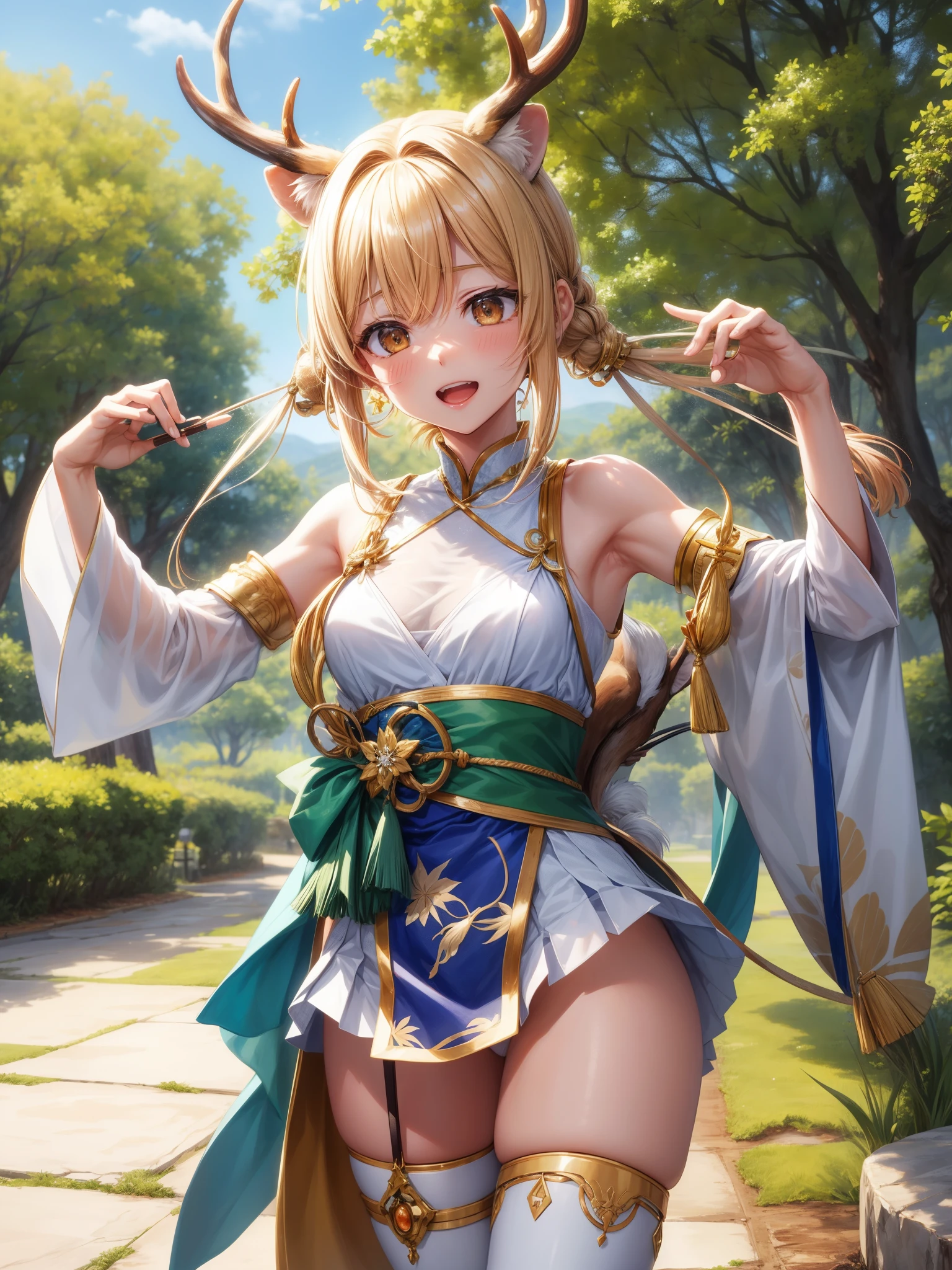 Celynean Deer(Celunaea only、Ancient Greek: Κερυνῖτις ἔλαφος, Latin Transcription: Elaphus Ceryniti)teeth、A giant female deer in Greek mythology。It is also the sacred beast of the goddess Artemis。
It has golden horns and bronze hooves、It is said that they were able to move faster than arrows。この鹿teeth、I found Artemis eating grass in Mount Lycaion、It's a deer I caught myself。There are 5 heads in total、内4頭teethアルテミスが自分の戦車に繋いだ。残りの1頭teeth脚が速すぎる為、Even Artemis, the god of hunting, couldn't catch them。after that、ヘーラーの命令でその鹿teethヘーラクレースを試すために、Released in the mountains of Celunea。
Celynean Deerの捕獲teeth、It was one of the 12 feats of Hercules。
ヘーラクレースの第3の功業
ヘーラクレースteeth前の2つの功業(Nemea's Extermination of the Lion and the Extermination of the Hydra)を成し遂げたので前回よりも難しい3番目の試練を考え出すのにteeth多くの時間を費やさねばならなかった。That's why、エウリュステウスteeth大いに腹を立てた。そこでエウリュステウスteeth第3の試練をCelynean Deerを捕らえさせることに決めた。しかしこの鹿teethアルテミスの捧げ物なので生け捕りにすること、It was taken。
Celynean Deerteethあまりにも足が速かった為、ヘーラクレースteethまる1年間もギリシア、Trachia、Istrian、I continued to chase the female deer on foot through Hyperboreus。そして1年後ヘーラクレースteethやっと雌ジカがラードーン川の水を飲むために止まったときに矢(この矢にteethヒュドラーの血が塗ってある)I shot and caught him in the leg。
エウリュステウスteethアルテミスの聖獣を捕まえるという試練を課すことによって、I hope to make Artemis furious、You gave Hercules this test。 Catch female deer、家路を急いでいるとヘーラクーレスteeth偶然、Artemis's twin brother、Encountered Apollo。アルテミスとアポローンteeth鹿が殺されていると思い込み、I was furious、That Hercules had to catch deer as part of his penance、まだ鹿が生きていることを説明しアルテミスに鹿を絶対返すことを約束するとアルテミスの怒りteeth静まった。thus、アルテミスにヘーラクレースを罰させるエウリュステウスの計画teeth挫かれたのだった。
after thatヘーラクレースteeth無事ミュケーナイにつき、The third trial also ended successfully。after that、この鹿teethアルテミスに返されたという。