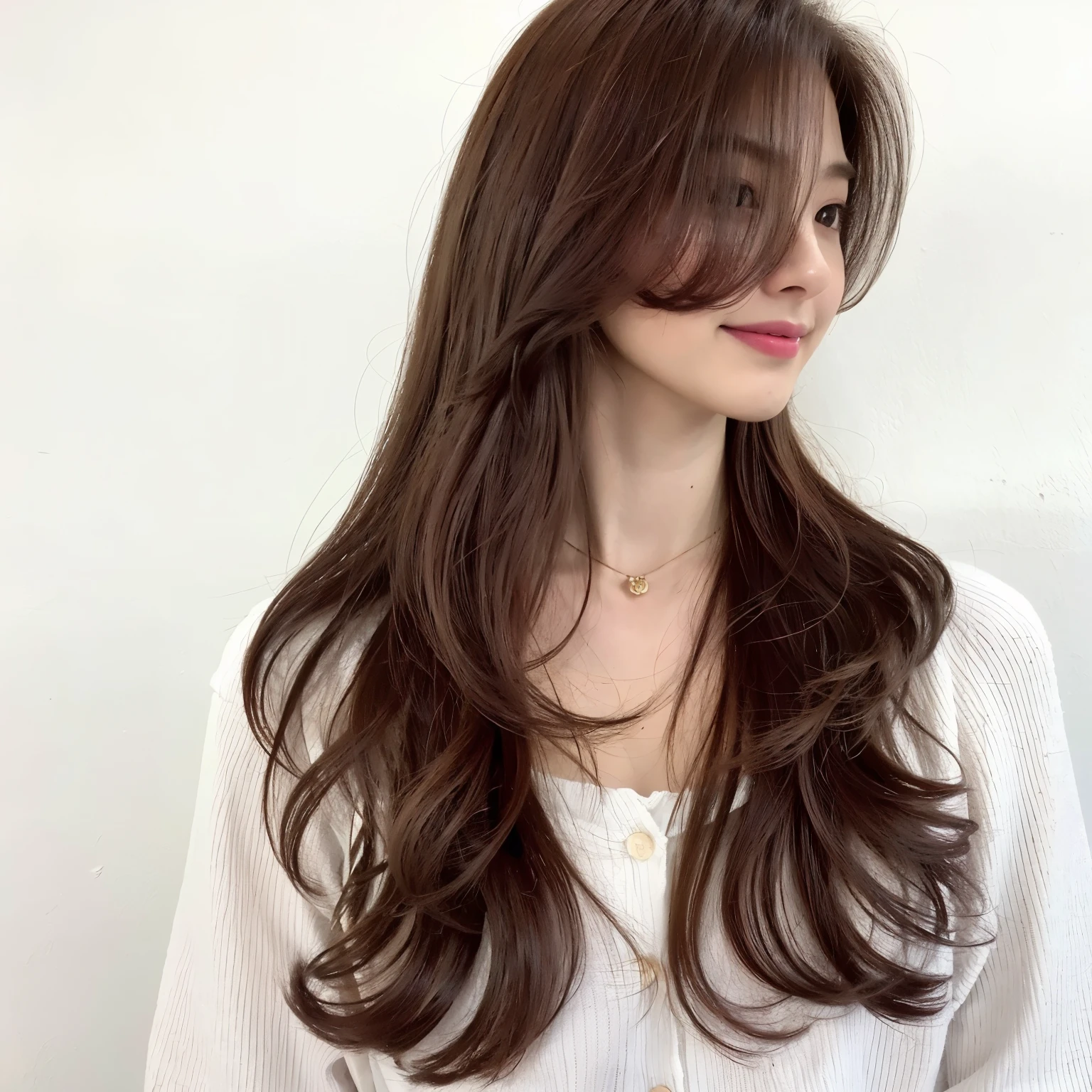 highest quality, 1 Beautiful Woman, 28 years old, s, 35mm lens,, Cowboy Shot, Concrete Background、Mortar style background、Reddish-brown hair color、Folding Armor Turtle Style Wall,From below、Straight hair、Straight hair、Shiny Hair,Silky Hair、Ear to ear smile,"Light grey hair color"、Pixie Cut,Pixie Cut、Korean Style、Concrete wall、Berry pink cardigan