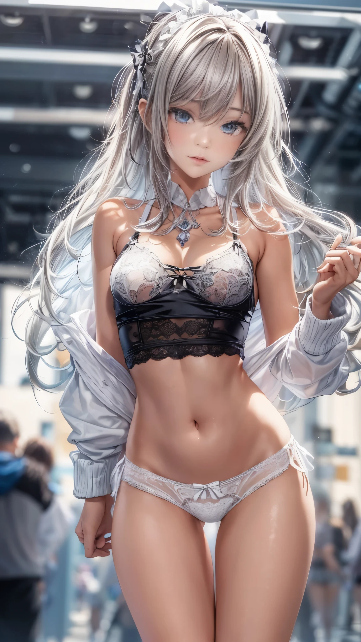 1 girl, ((underwear, underwear, thong, skirt up, skirt up, view from below, under skirt, Sexy, disciple)), (8k ultra high definition:1.2), Detailed face, perfect face, masterpiece, fine hair, detailed body, Delicate skin, Detailed hands, Detailed hands指,