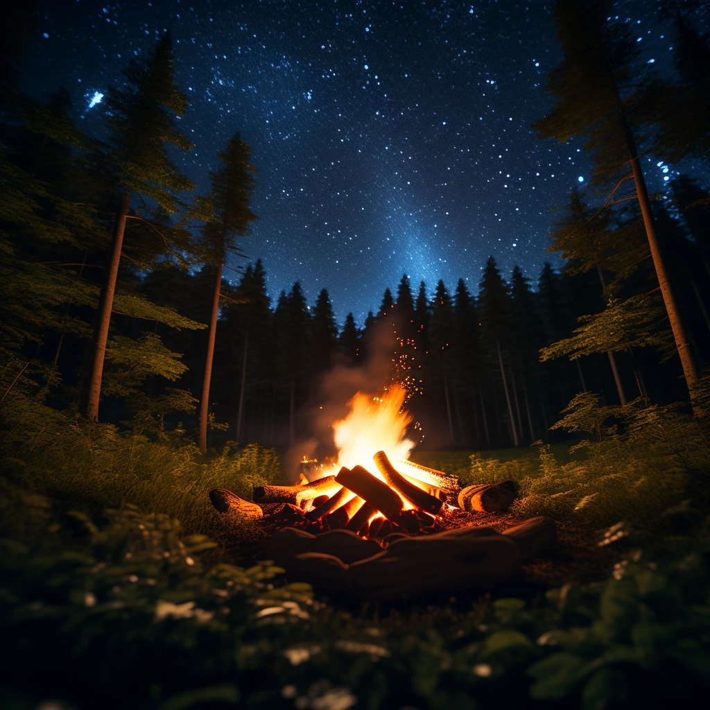 Distance shot, ((Jaclyn Smith)) as a beautiful, slim, athletic 19-year-old blonde girl with medium breasts, alone, lying on a colorful Navajo blanket, , no clothing, nsfw, in a mountain setting, mountain meadow, dark night sky, stars, a small campfire lights the scene, dramatic composition, epic scale, sense of awe, ultra-high res.photorealistic:.1.4, (high detailed skin:1.2), 8k uhd, dslr, high quality, film grain, Fujifilm XT3