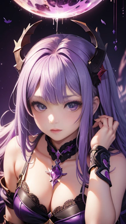 (tmasterpiece,Sideslit,Beautiful eyes:1.2),(tmasterpiece*sportrait),sportrait,busts,(busts),Lifelike,Anatomical correct,3D face,luscious skin,(Solo),Hair with pick-dye,Gradient hair,(closeup of face),Lovely face,(Fire opal-like purple eyes),Hanging eye corners,((highdetailskin,Visible pores)),(Perfect body),beuaty girl,little breast,((French clothing)),(neck rings),very short gloves,(chain),(Laser material clothing:1.2)