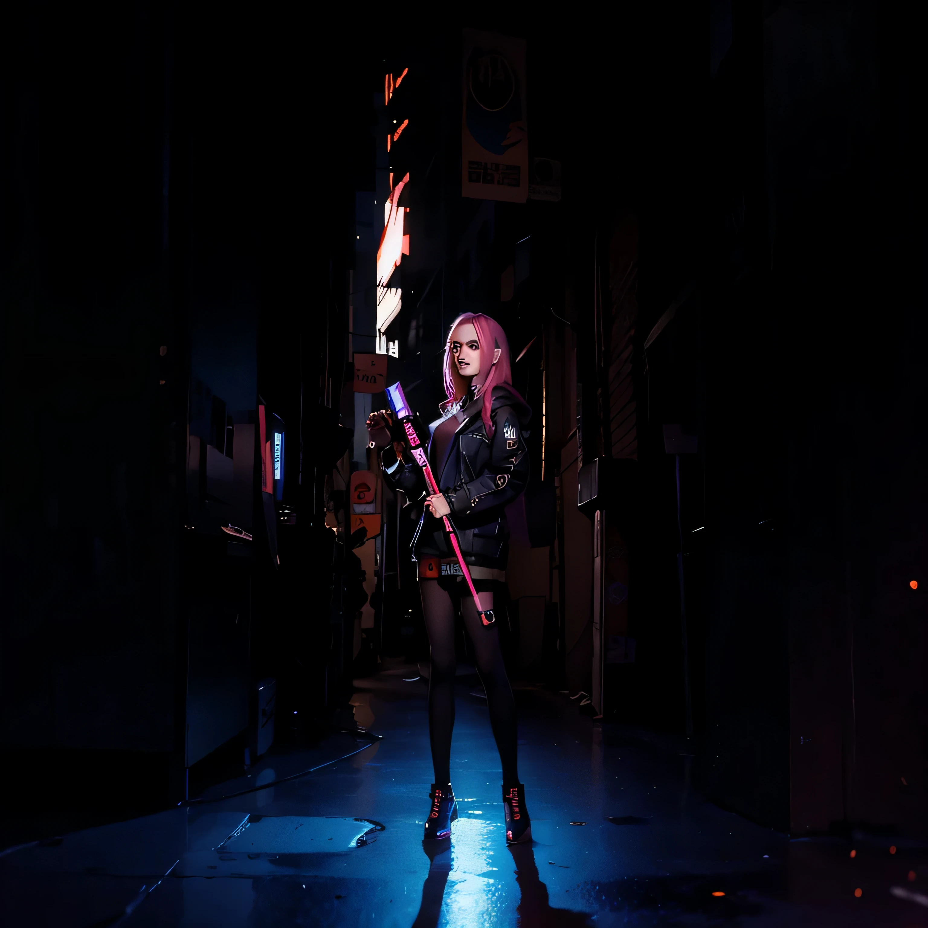 cyberpunk beauty girl, beautiful night city