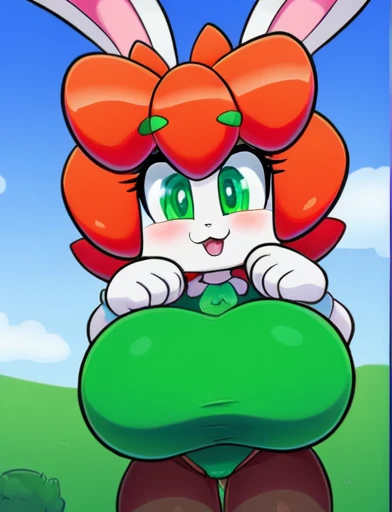 Bunny female, huge Breasts , cute face, Green pupils