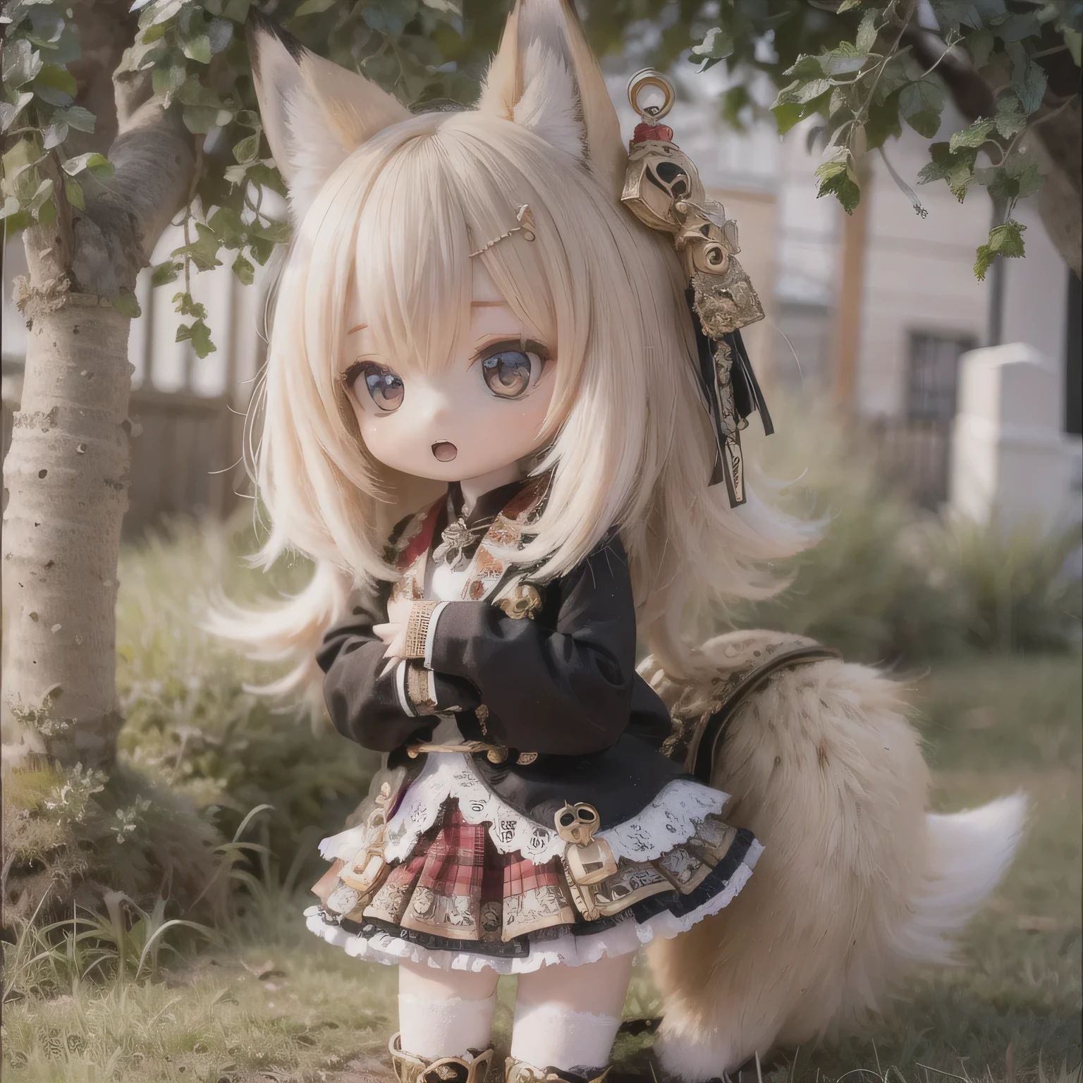 fox girls chibi bushy tail