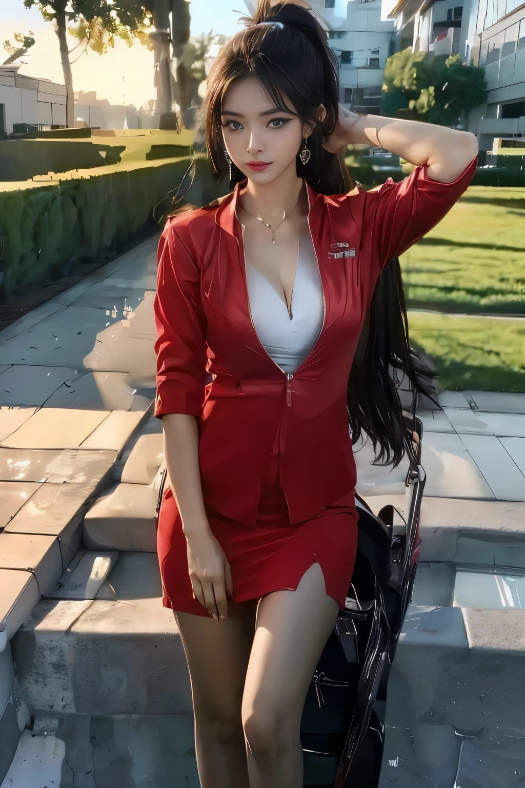 Ponytail Hair、Red rubber band