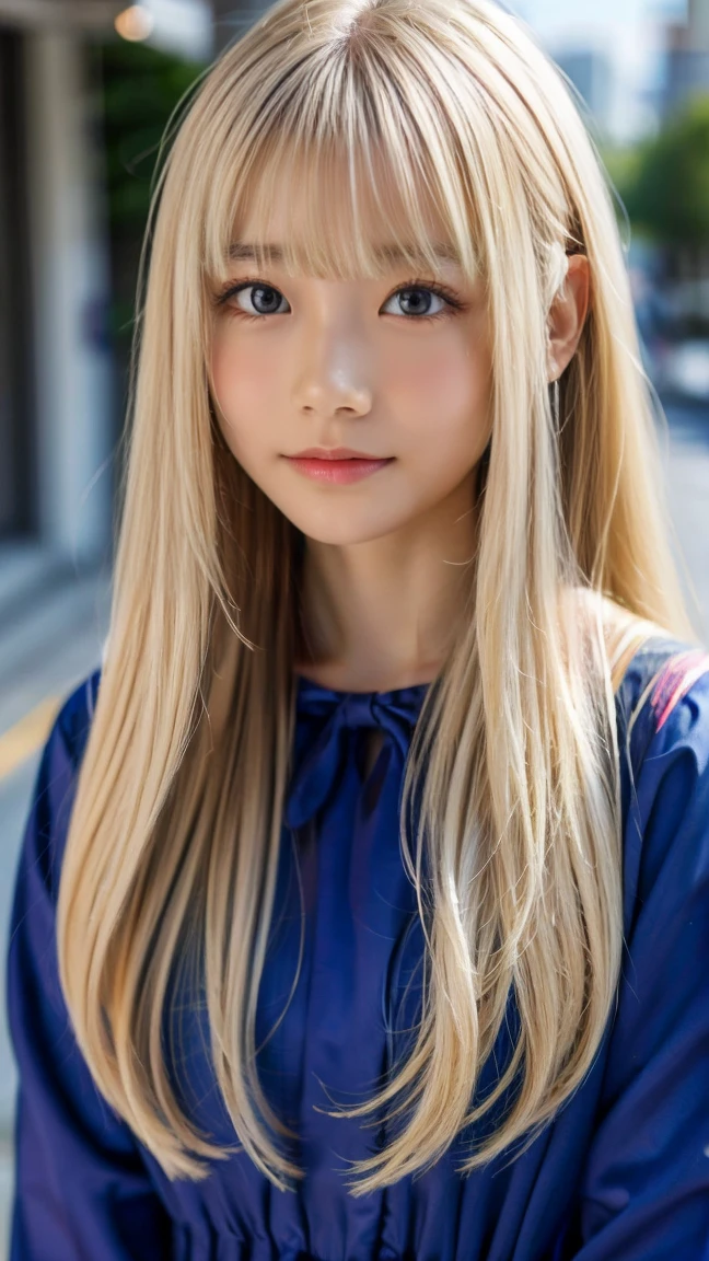 Shining, clear, white skin、Her windblown blonde hair hides her beautiful face、huge、20 years old cute sexy little beautiful face、Beautiful straight hair that stands out、growing up, Sparkling light blue eyes、long silky bangs that cover cute eyes, Sexy and cute young woman with super long hair hiding her sexy face、Super long, natural platinum blonde shiny hair