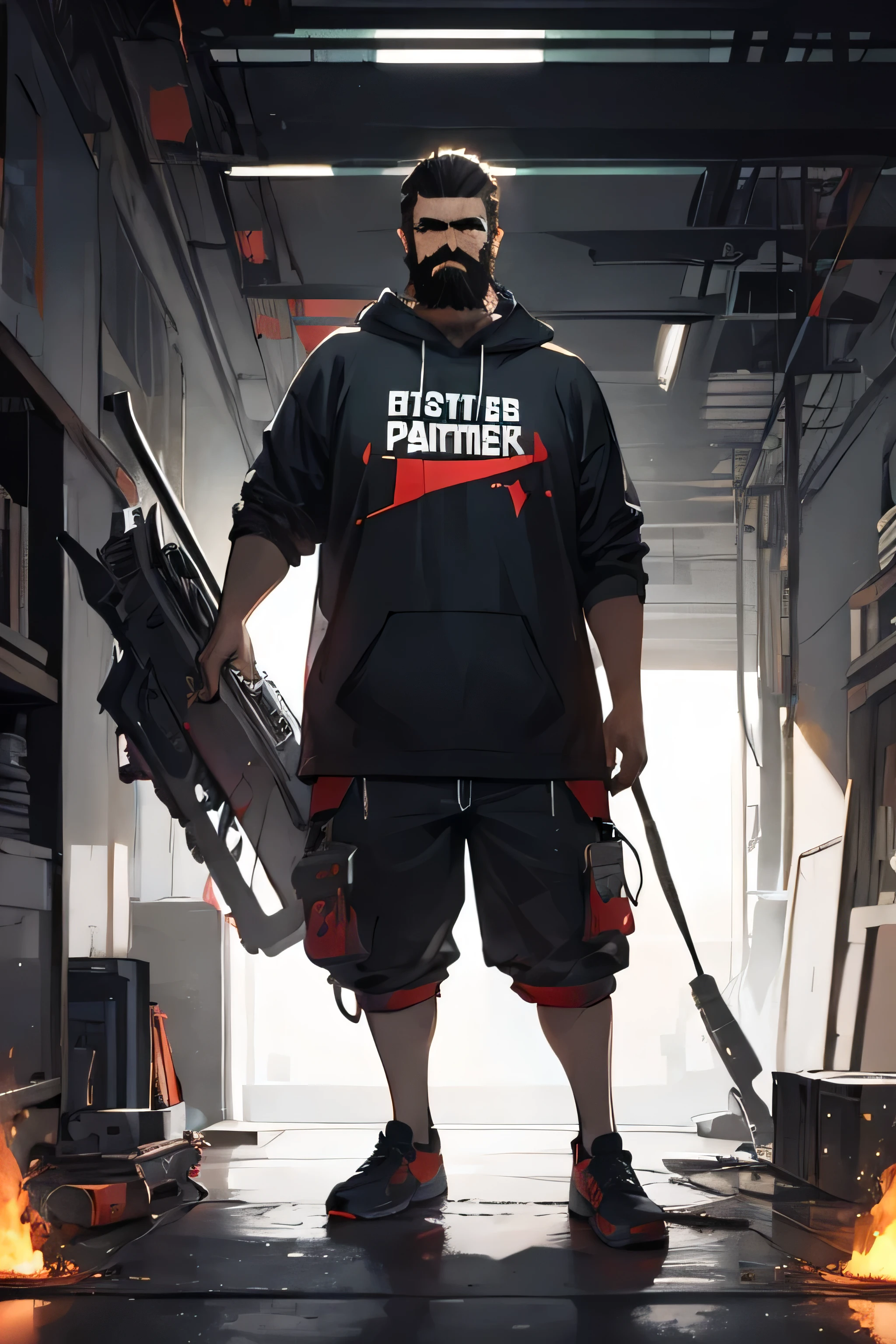 badass beard face short hair