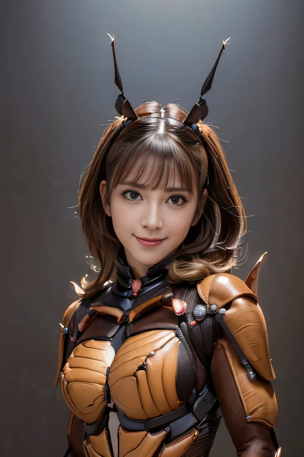 (high resolution,masterpiece,best quality,extremely detailed CG, anime, official art:1.4), realistic, photo, amazing fine details, all intricate, gloss and shiny,awesome many layers, 8k wall paper, 3d, sketch, kawaii, illustration,( solo:1.4), perfect female proportion,villainess, (fusion of dark brown cockroach and lady:1.4), (brown cockroach form lady:1.2), (brown cockroach lady:1.2), (fusion:1.2), (solo:1.4), (evil smile:1.2), muscular, abs, (cockroach brown exoskeleton bio insect suit:1.4), (cockroach brown exoskeleton bio insect armor:1.2), (brown transparency cockroach wing:1.4), (brown cockroach antennae:1.3),