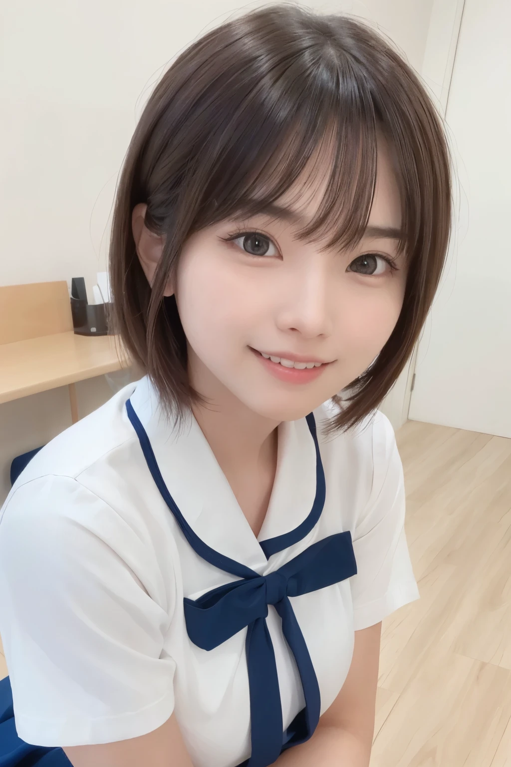 (1: A beautiful girl with a radiant smile and captivating kawaii faces, 2: elegantly dressed in a high-quality sailor  top, 3: an ultra-detailed, masterpiece 8K RAW photo, 4: exuding natural skin textures and realistic eyes and face details, 5: revealing perfect tooth alignment and flawlessly aligned eyes and mouth.)

(1: A stunningly beautiful woman, 2: beaming with a light and inviting smile, 3: dressed in a perfectly fitting sailor , 4: captured in a high-resolution, top-quality masterpiece image, 5: displaying natural skin text