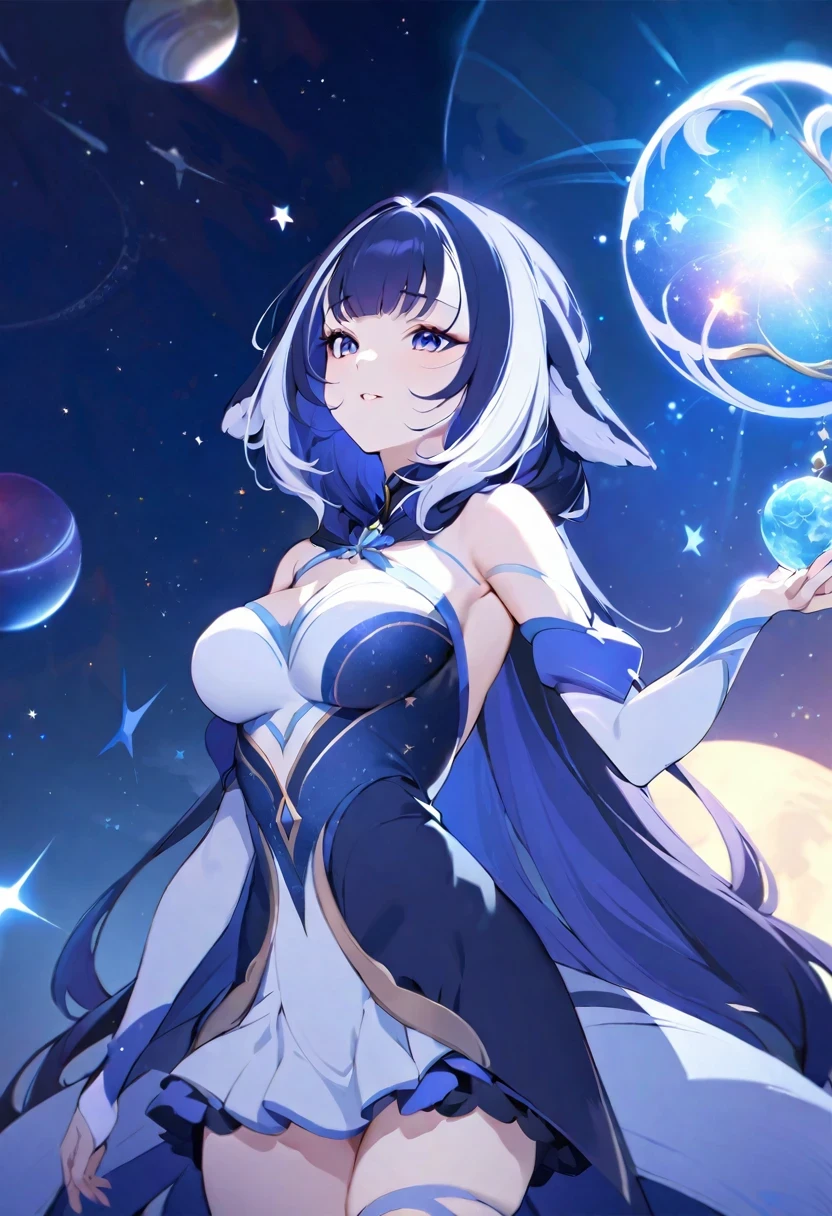 ((shylily/(Twich/))),(masterpiece:1.2),(best quality:1.2),, (1girl:1.3),A universe with stars,The Big Bang of Stars,energy sphere,glass flowers,chinesedragon,themoon