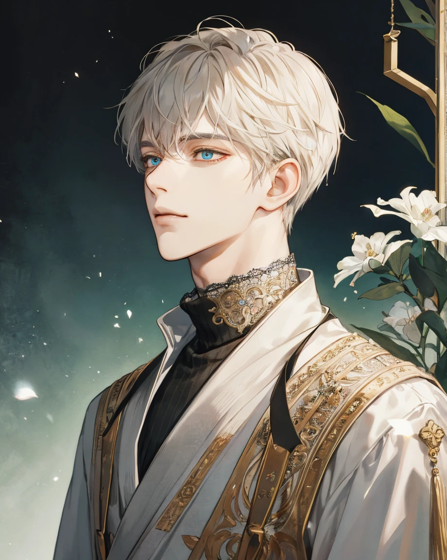 (Delicate and extremely beautiful:1.2), 8k,(Masterpiece:1.0),(the best_quality:1.0), 1 young man, and intricate details., enlarged surface, ,Wear a turtleneck.,and intricate details., Exquisite eyes and detailed face, and intricate details., Shiraka, perfect eyes, equal eyes, (A male god)