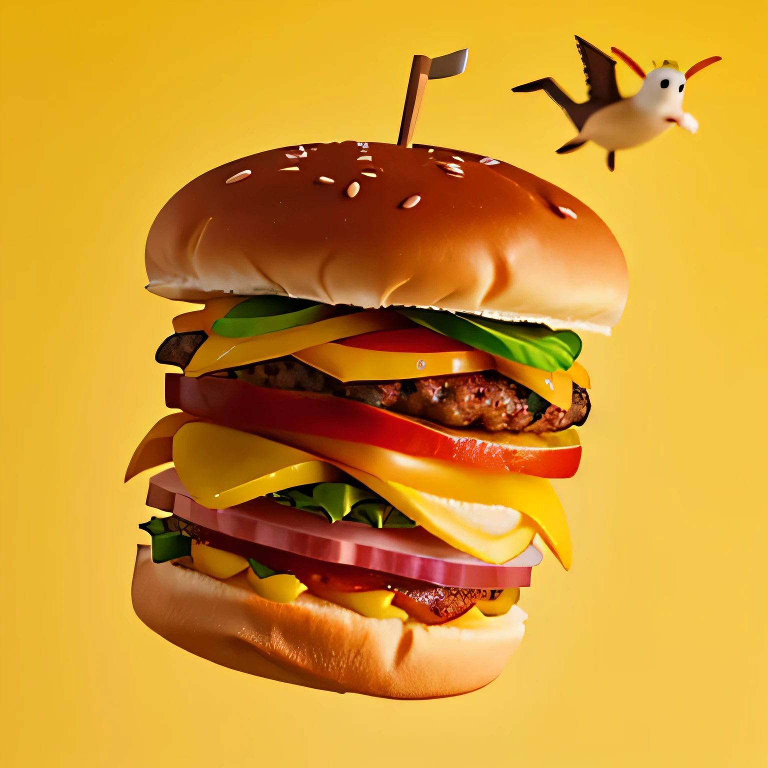 high quality hamburgs flying on a yellow background with gradient