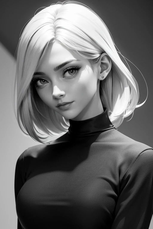 Silueta de un rostro, vista frontal, viendo al frente, fondo blanco, del cuello para arriba, sin cabello, plano 2D, solo contornos, blanco y negro,