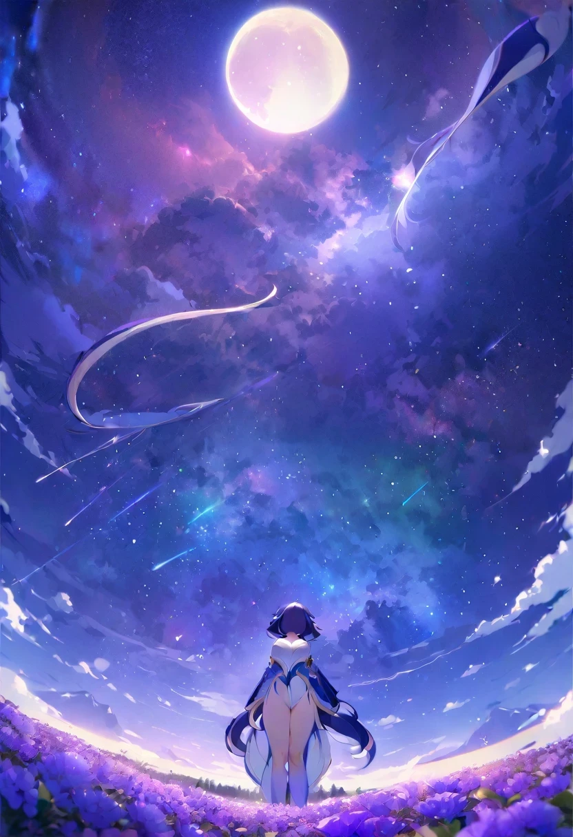 Anime girl looking at the stars in the sky - SeaArt AI