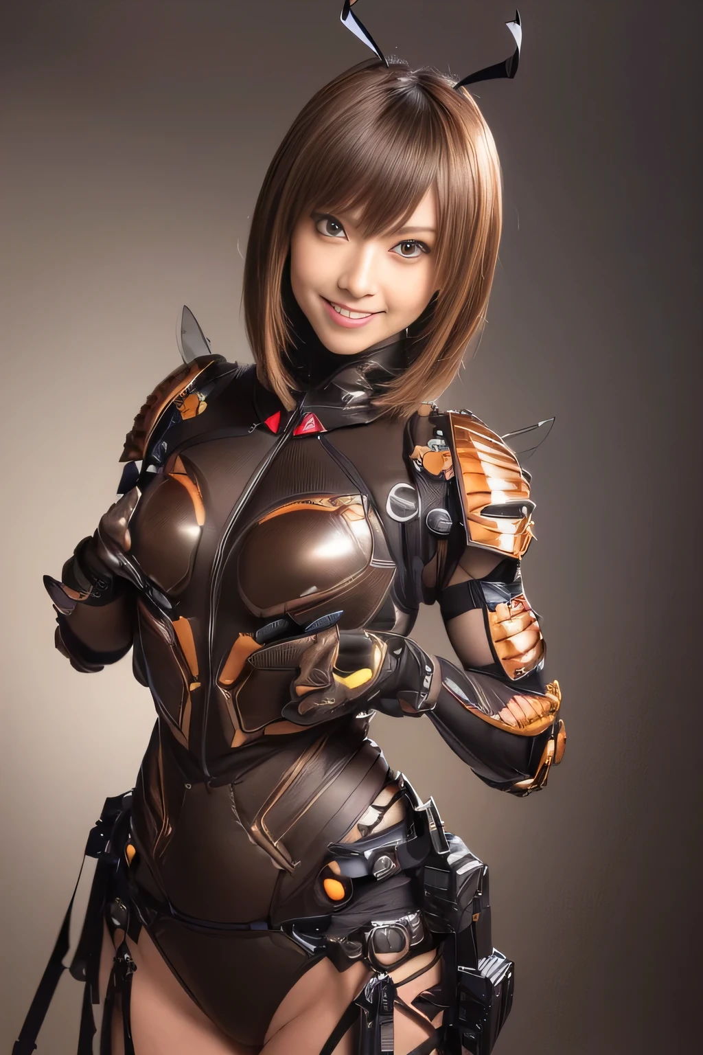 (high resolution,masterpiece,best quality,extremely detailed CG, anime, official art:1.4), realistic, photo, amazing fine details, all intricate, gloss and shiny,awesome many layers, 8k wall paper, 3d, sketch, kawaii, illustration,( solo:1.4), perfect female proportion,villainess, (fusion of dark brown cockroach and lady:1.4), (brown cockroach form lady:1.2), (brown cockroach lady:1.2), (fusion:1.2), (solo:1.4), (evil smile:1.2), muscular, abs, (cockroach brown exoskeleton bio insect suit:1.4), (cockroach brown exoskeleton bio insect armor:1.2), (brown transparency cockroach wing:1.4), (brown cockroach antennae:1.3),