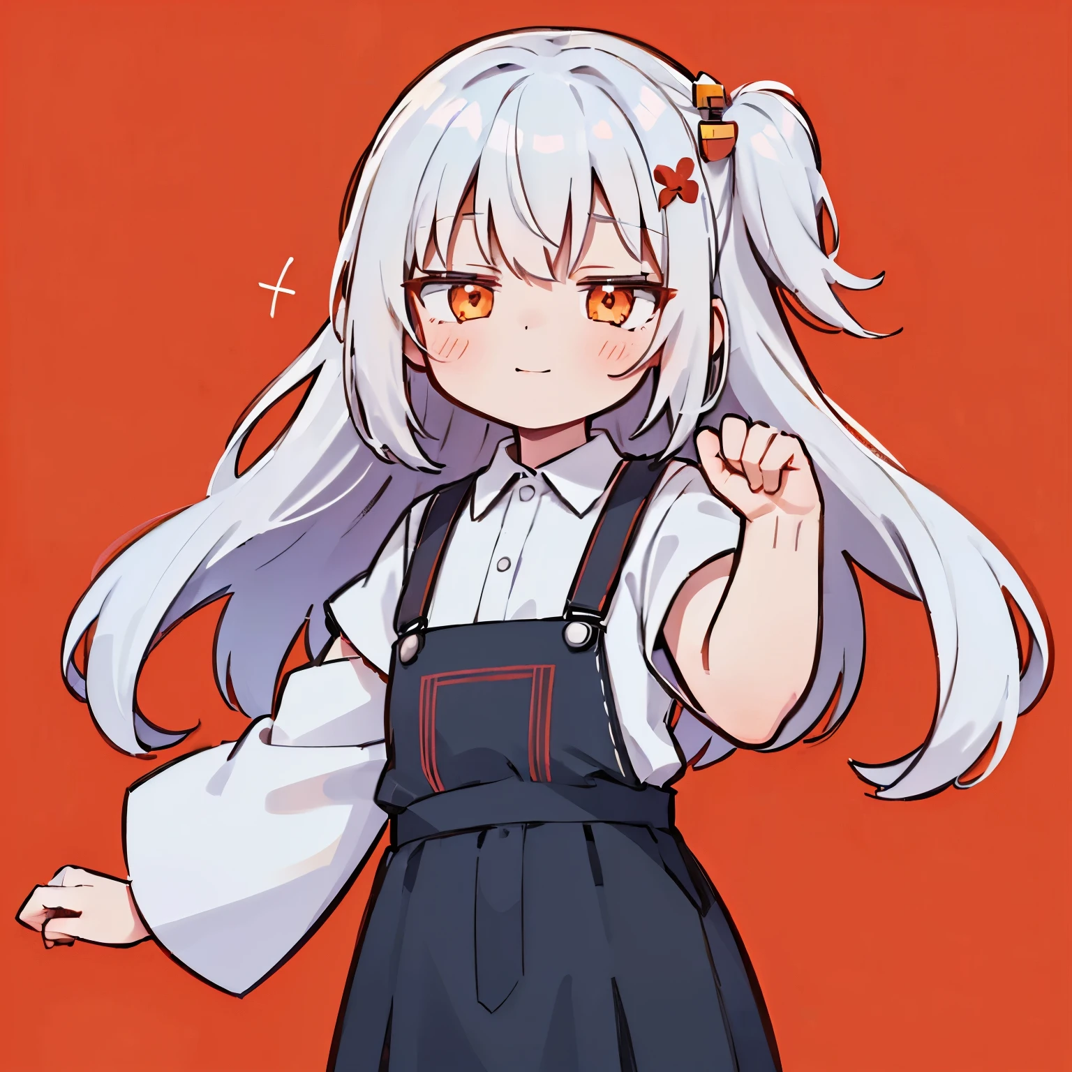 Anime girl with long white hair and red eyes in a black dress - SeaArt AI
