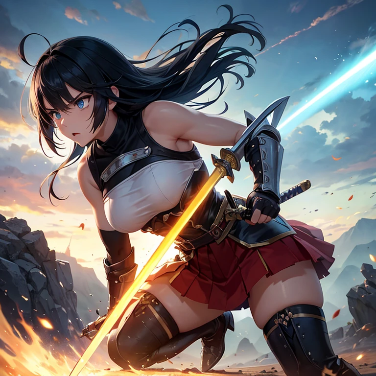 (One Japanese woman)、(Holding a Japanese sword)、(Black Hair)、(Long ponytail)、((Warrior Princess))、((Female Generals))、(Goddess of War)、((Old Japanese Armor))、((Holding the Japan sword))、(True to prompts)、(Deluxe)、(Feminine hourglass curves)、(Glaring with sharp eyes)、(sexy)、(((Huge huge breasts))),(Big Ass)、(Thick thighs)、((Outdoor))、((grassland))、((Large crowd))、(sunny)、(blue sky)、(((Best lighting)))、{{{Browsing Caution}}}、{{{masterpiece}}}, {{{Highest quality}}}, {{ultra-detailed}}, {{shape}}, {{{Very delicate and beautiful}}},{{extremely detailed CG}}、{{unity 8k portrait}}、{{Fabric Shading}}、{{super detailed skin}}、{{Perfect Anatomy}}、{{detailed}}、{{Dynamic Lighting}}、{{{beautiful detailed eyes}}}、{{{beautiful detailed Face}}}、{{{Realistic, RAW Photos}}}、(Perfect Face)、(非常にdetailedな顔)、(Perfect Eyes)、(Perfect Legs)、(Perfect breasts)、(Perfect pose)、(Perfect body)