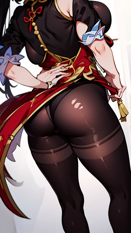 Broken cheongsam,Broken black pantyhose,Huge breasts,blush,Gently gasp,Clothes Damaged,Holes in clothes,pain,weak