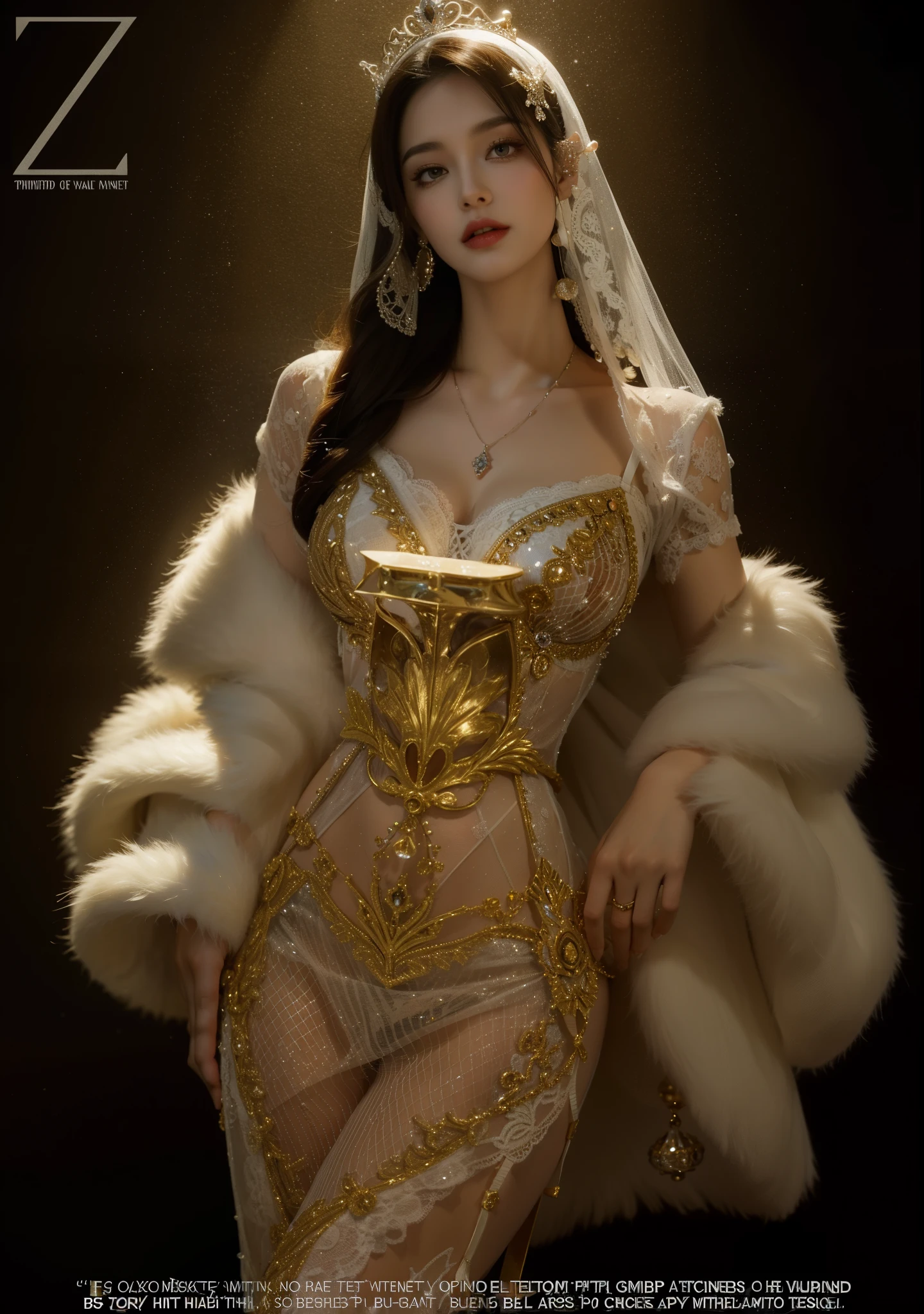 Imperial sister,Delicateeyes,Snow Queen,Put the crown on your head,Detailed facial expressions body,tall and big,number,Leg length,4K,HD,meat,White translucent lace,Fair and plump figure,Pretty Face,Little cherry mouth,Beautiful and delicious(3D Royal Sisters),Plump buttocks,Glossy Gel Coat,Vampire queen wears luxurious dress,Crystal Gem Crown,Printed lace stockings(Suspenders),White fur coat