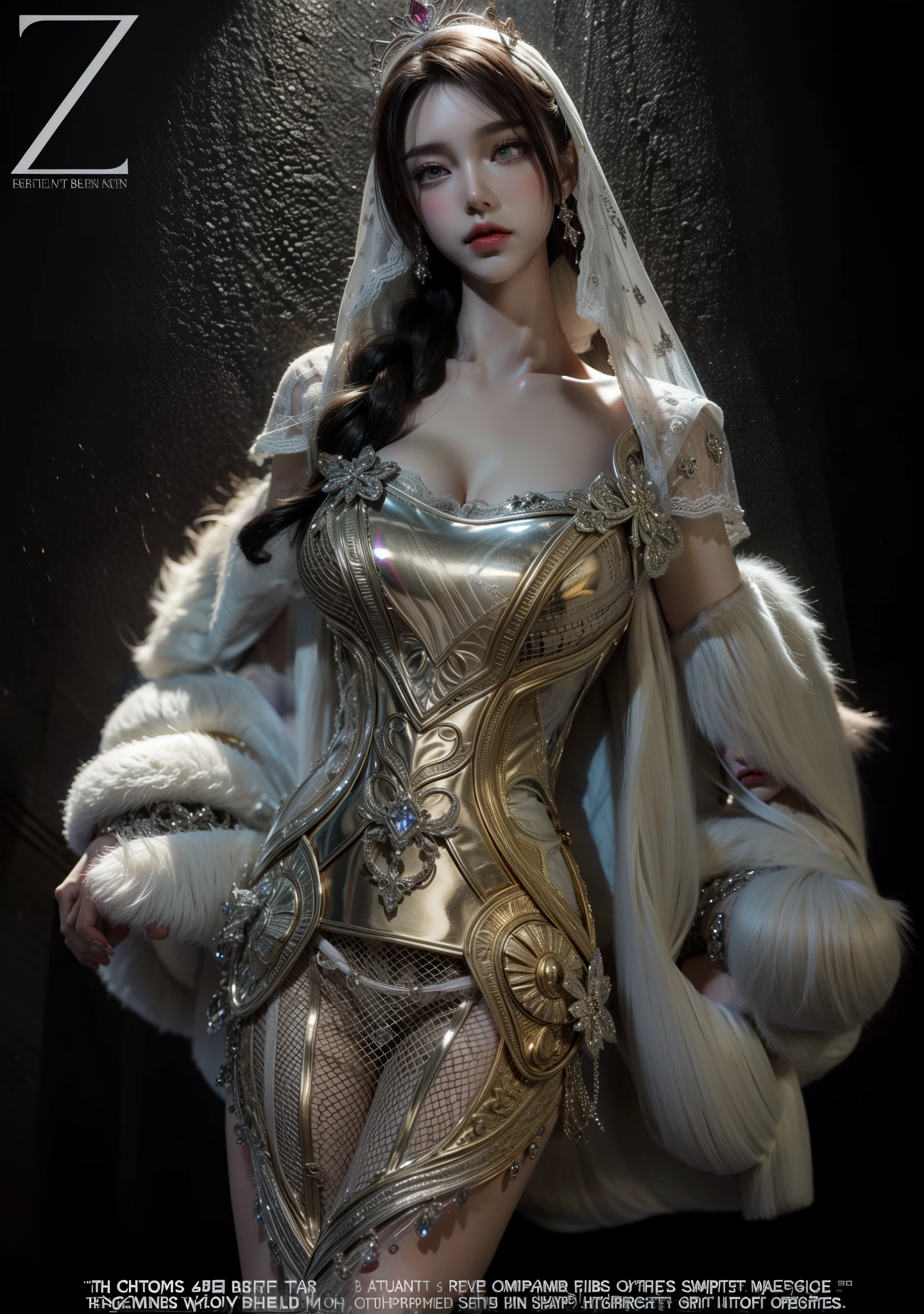 Imperial sister，Delicateeyes，Snow Queen，Put the crown on your head，Detailed facial expressions body，tall and big，number，Leg length，4K，HD，meat，White translucent lace，Fair and plump figure，Pretty Face，Little cherry mouth，Beautiful and delicious（3D Royal Sisters），Plump buttocks，Glossy Gel Coat，Vampire queen wears luxurious dress，Crystal Gem Crown，Printed lace stockings(Suspenders)，White fur coat