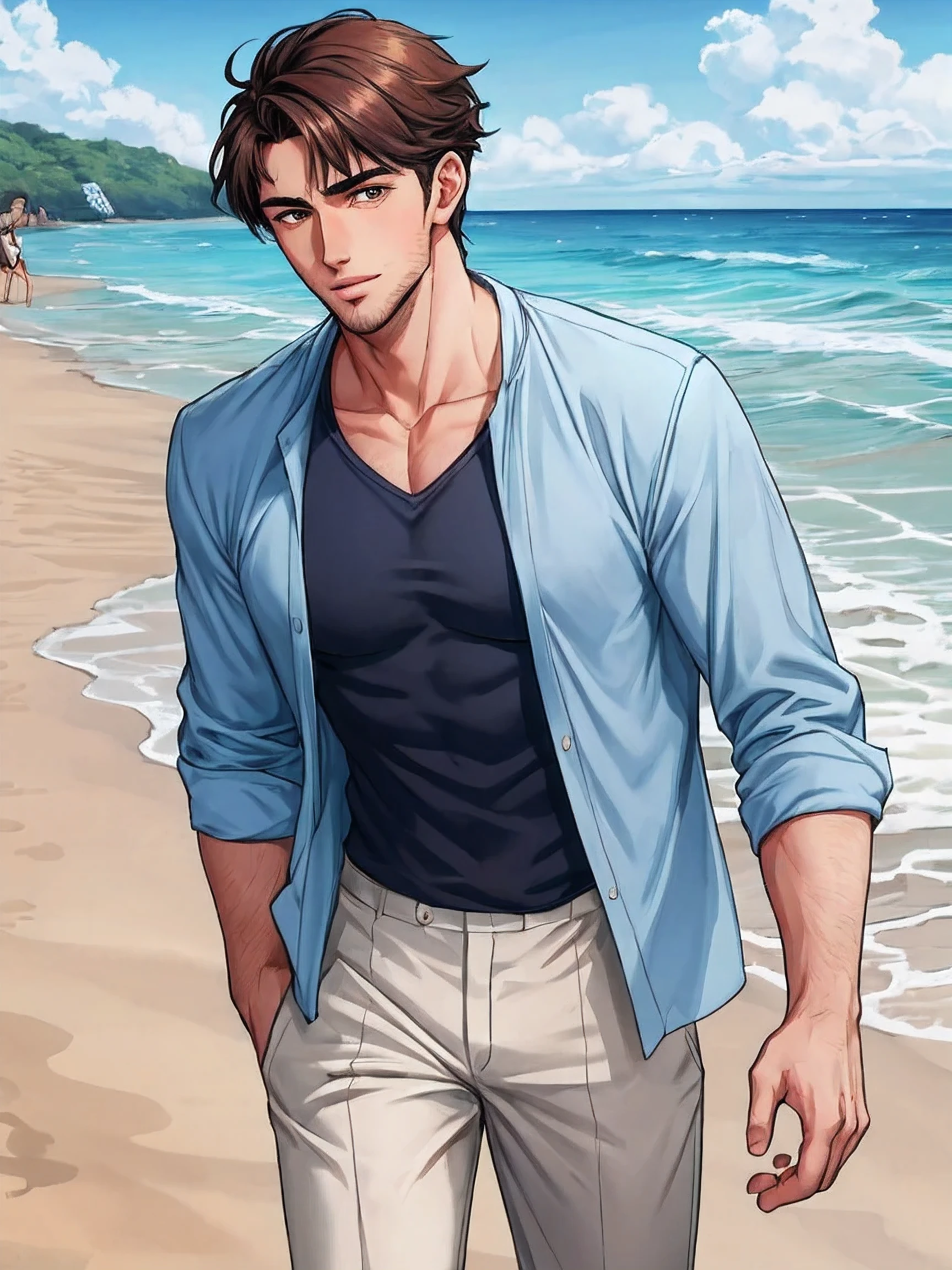 handsome men ,casual clothes .beach
