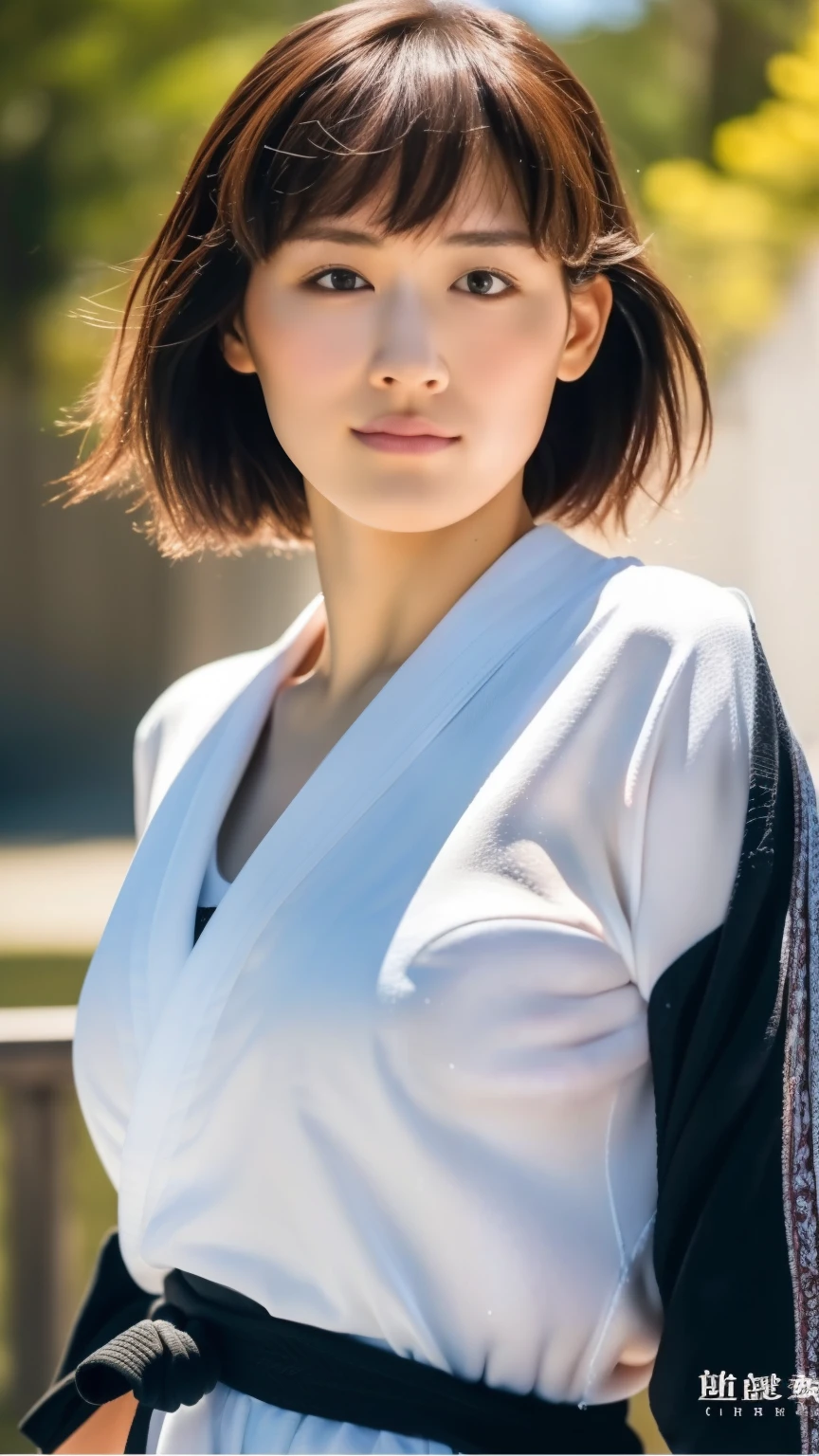 ((highest quality, 8k, Representative works in detail, Ultra-high resolution)), Japanese women,Age 25、Full body painting、Standing posture、 judo着,Full body painting、 judo着Full body painting,Standing posture、 Mouth in a straight line、A little chubby:0.25, big breasts((highest quality, 8k, masterpiece: 1.3)), Sharp focus: 1.2, Have a muscular body、Beautiful woman: 1.4, Tall Woman, Arms hanging down, Slim abdomen: 1.2, ((big: 1.2)), Wet body: 1.1, judo着、Full body painting、Very detailed face and skin texture, Beautiful Eyes, double eyelid, Sunburned skin, Sunburned, Sweaty skin, Full body painting、1 girl, Short Bob, layered hair,Cute Hairstyles, Intricate details, Cinematic atmosphere, 全身Standing posture、barefoot、8k, Very detailed, (Realistic, photoRealistic: 1.37), Very detailed, highest quality, Realistic, Very delicate and beautiful, RAW Photos, (((Professional Lighting)), Facial lighting, Depth of written border, Single Focus, ((judo)),(公式judo着を着用), Black beltを持つ、((Long sleeve)), (wear a t-shirt)), (Muscular and healthy), Small Head, (((Beautiful Eyes)), True Face, Realistic face, True Face, Beautiful Eyes, (Fashionable hairstyles: 1.3), Audience, (Cool Japanese women)), intellectual, Sports, Rin々Funny face, (Mouth closed), Fine and Beautiful Eyes, (dojo: 1.3), judo選手, Healthy Body, (Big Breasts)White T-shirt、((Black belt))