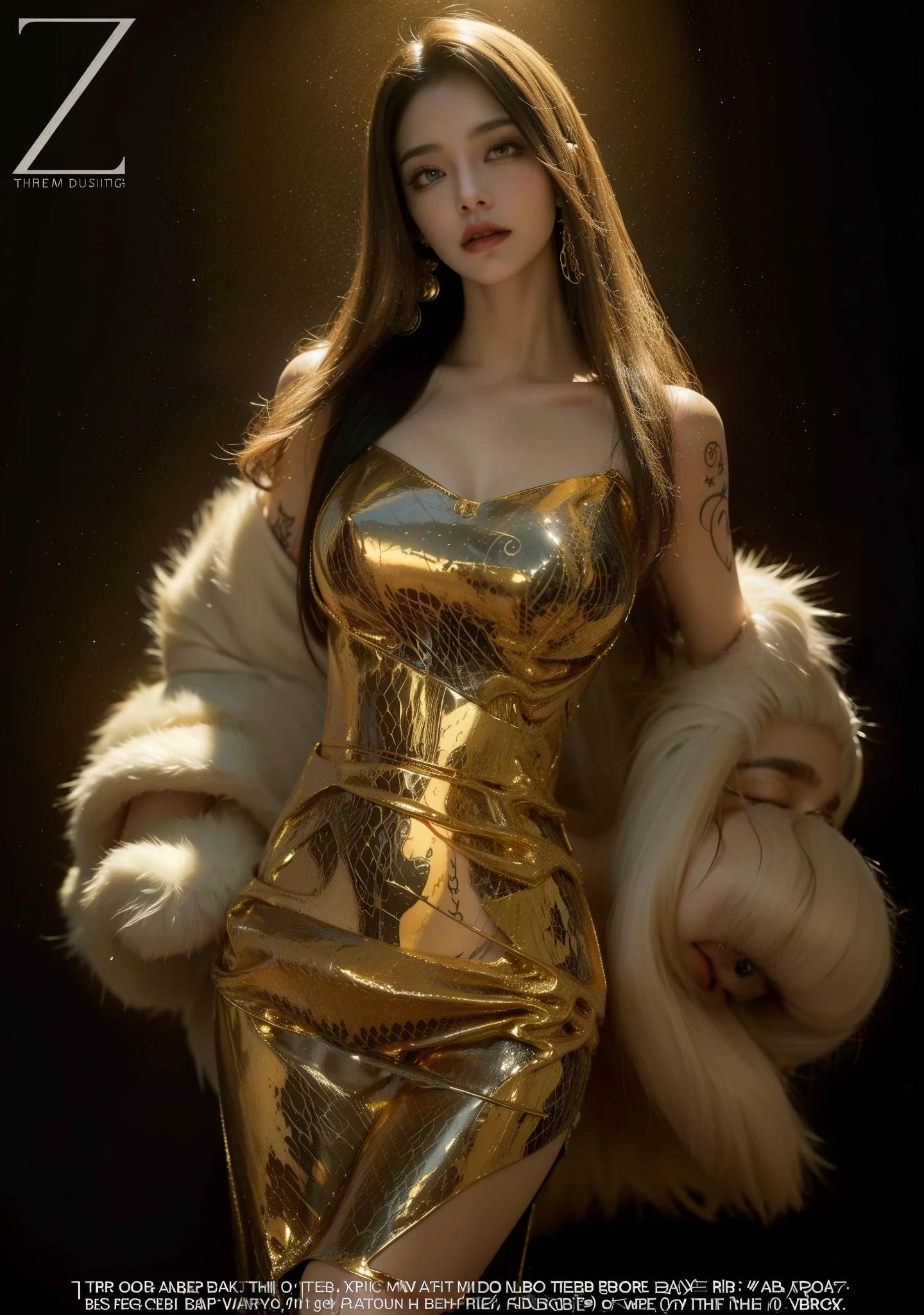 Detailed image quality，pandora witch，wing, Succubus Theme，堕落Angel，Excellent，scary，Secret Terror，Tentacles，With eyes，Uncanny Valley Effect，Beast Blood Moon，skeleton，vampire，Hellfire，Dark Queen，Angel，magician magic witch，16岁Angel，eyes are blue(Pupils as deep as the starry sky)，Gorgeous tattoo designs all over the body，Gold belt，Put your hands behind your back(Put your hands behind your back)，no hands，White fur coat