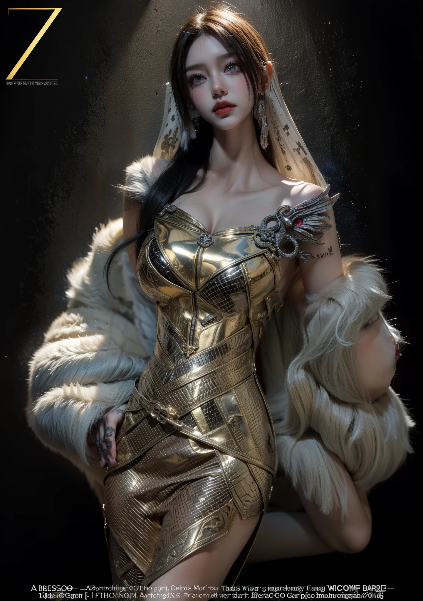 Detailed image quality,pandora witch,wing, Succubus Theme,堕落Angel,Excellent,scary,Secret Terror,Tentacles,With eyes,Uncanny Valley Effect,Beast Blood Moon,skeleton,vampire,Hellfire,Dark Queen,Angel,magician magic witch,16岁Angel,eyes are blue(Pupils as deep as the starry sky),Gorgeous tattoo designs all over the body,Gold belt,Put your hands behind your back(Put your hands behind your back),no hands,White fur coat
