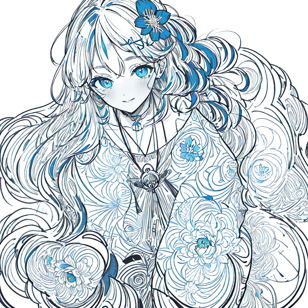 (monochrome), (lineart-style:1.3),(masterpiece, best quality, ultra detailed, ultra high resolusion, highres,8k:1.4), BREAK,(from front:1.5), 20_years_old, 1giri grin, close up face,(tribal_tatoo:1.2),(wavy hairs),(messy hair),(asymmetry bangs),(multicolored hair),
Tsurime Eyes, (((blue eyes))),
((flower hair ornament)),